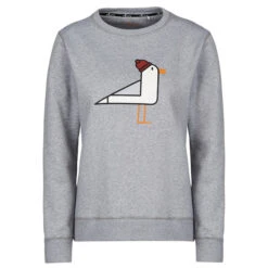 FRILUFTS OMAUI PRINTED SWEATER Damen Sweatshirt SMOKED PEARL SEAGULL CLASSIC